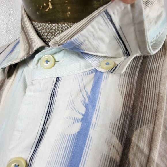 Tommy Bahama Long Sleeve Button-Up Shirt Mens L Striped Floral Cotton Silk Blend - Picture 8 of 16